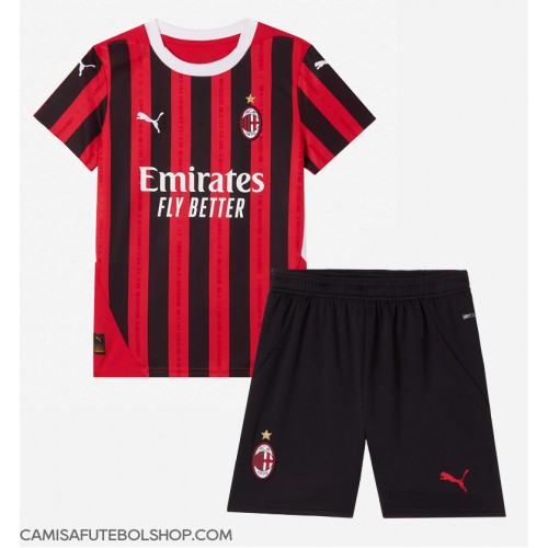 Camisa de time de futebol AC Milan Replicas 1º Equipamento Infantil 2024-25 Manga Curta (+ Calças curtas)